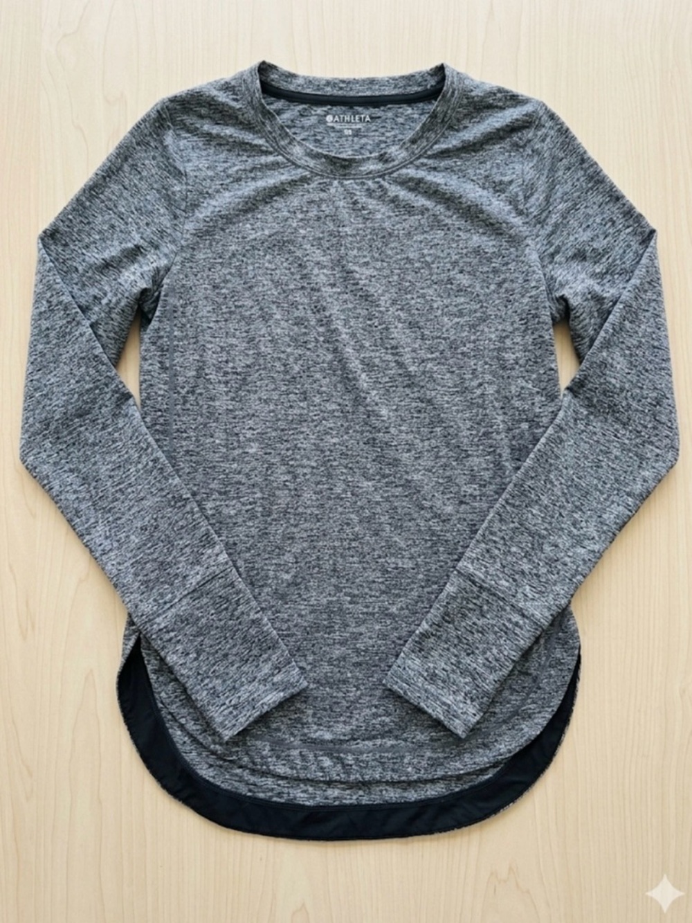 Athleta Heathered Gray Long-Sleeve Crew Tee